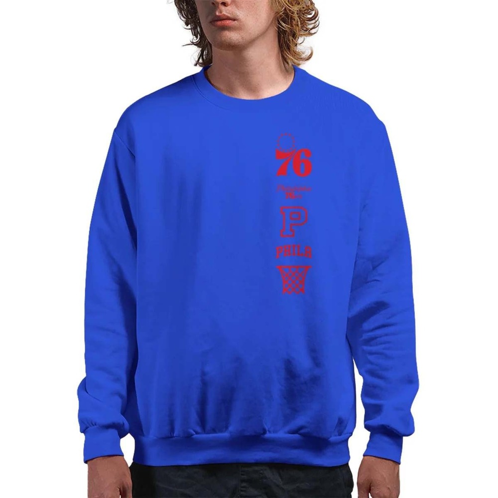 NBA Philadelphia 76ers Hoodie Royal Blue Red Graphic Pullover Sweatshirt 2XL NEW